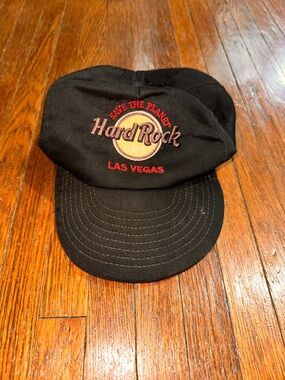 Vintage 90s Save The Planet Hard Rock Cafe Las Vegas Dad Cap Leather Strap USA